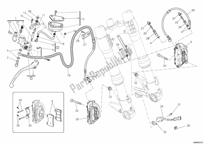 All parts for the Front Brake System of the Ducati Streetfighter 848 USA 2014